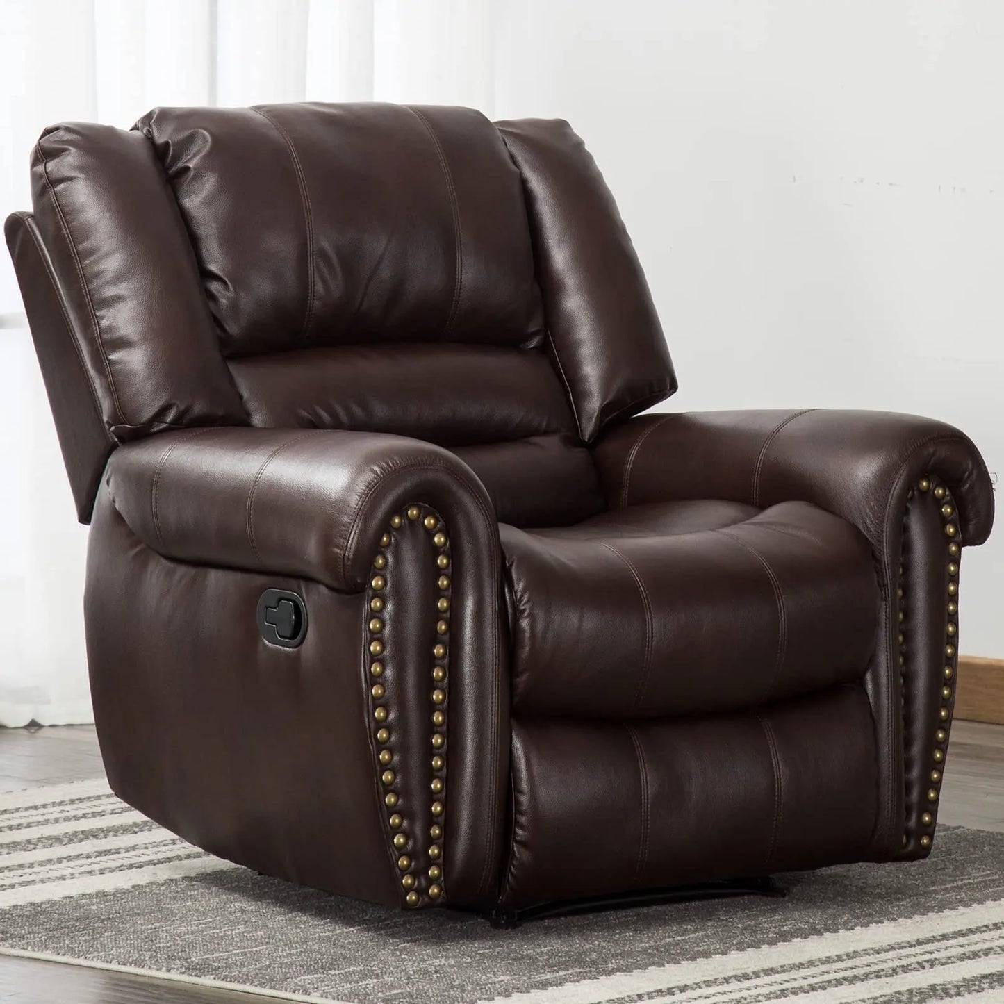 Classic and Traditional Manual Recliner Chair, Leather