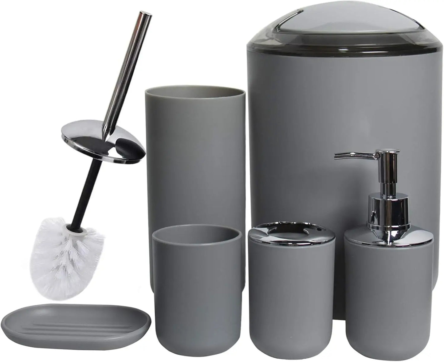 6pc Bathroom Set w/Soap Dispenser, Toothbrush Holder, Cup, Dish