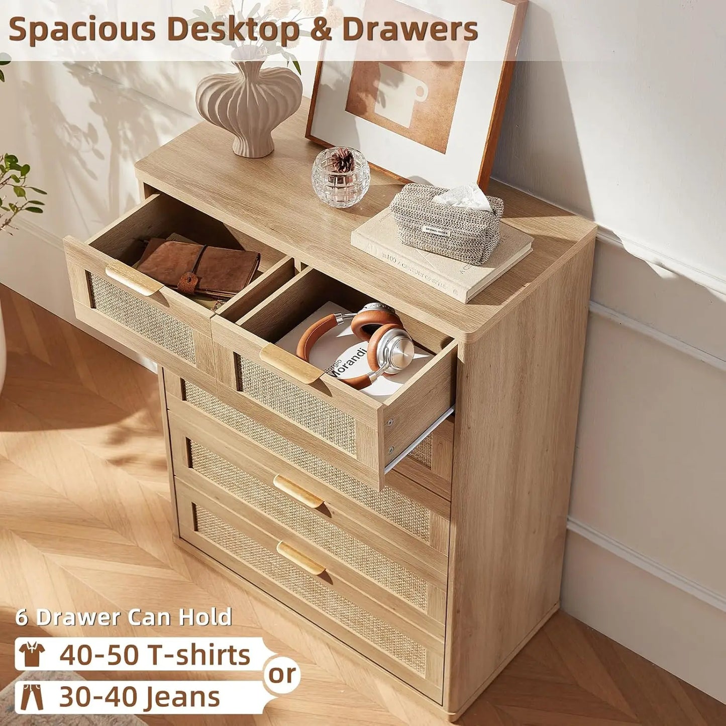 41" Tall Modern Chest of Drawers, 6 Drawers