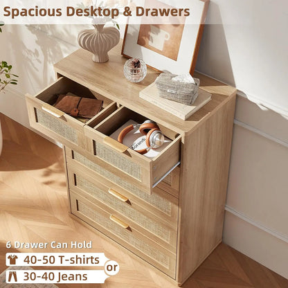 41" Tall Modern Chest of Drawers, 6 Drawers