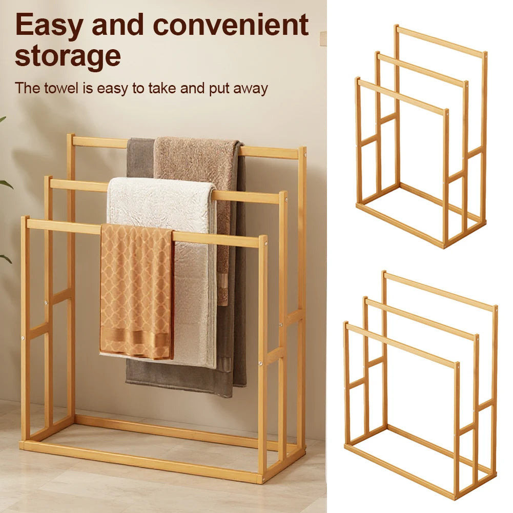 3 Tier Freestanding Wooden Towel Rack