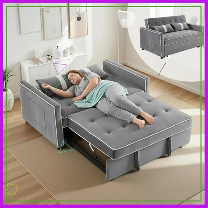 3 in 1 Convertible Loveseat Sleeper Sofa, Adjustable Backrest,