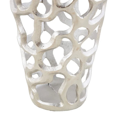 19" Coral Cutout Silver Aluminum Metal Vase
