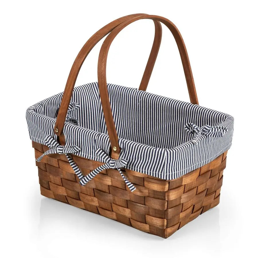 Handwoven Wicker Picnic Basket, Sturdy with Tabletop Lid