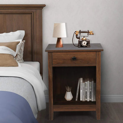 Set of 2 Wooden Nightstands with Drawer