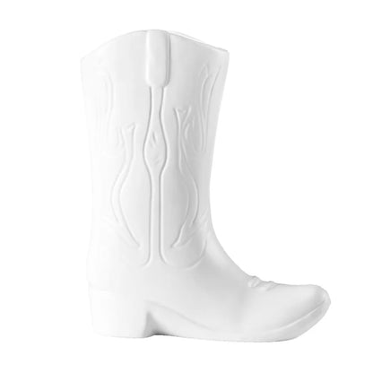 White Ceramic Cowboy Boot Planter Pot, Flower Vase for Succulents