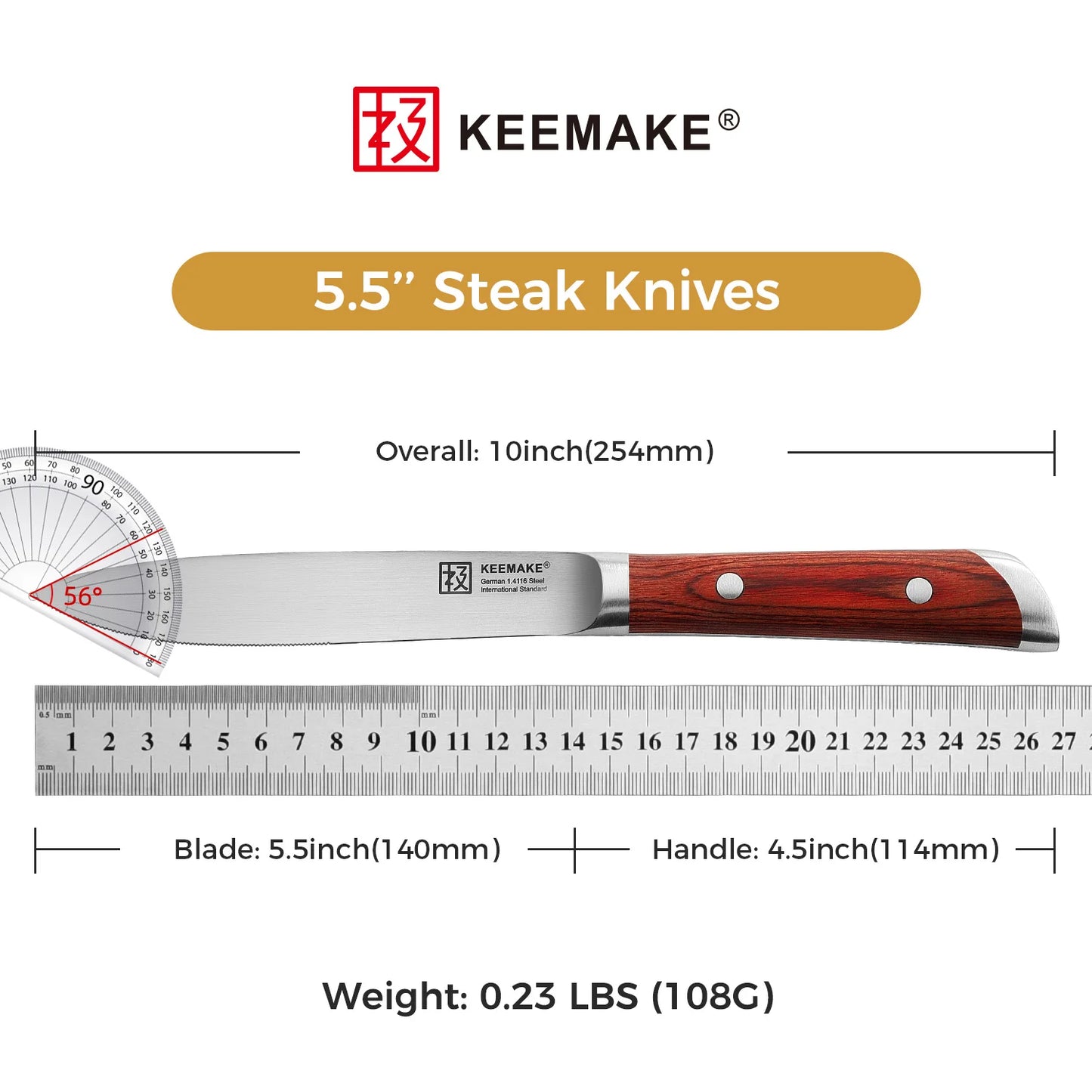 4pc 5.5"Stainless Steel Table Meat Cutting Knife Set, Ultra Sharp