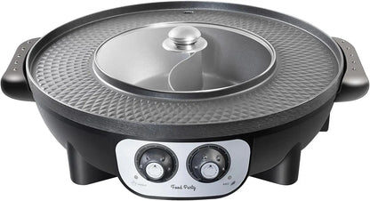 2-in-1 Electric Smokeless Grill and Hotpot Combo