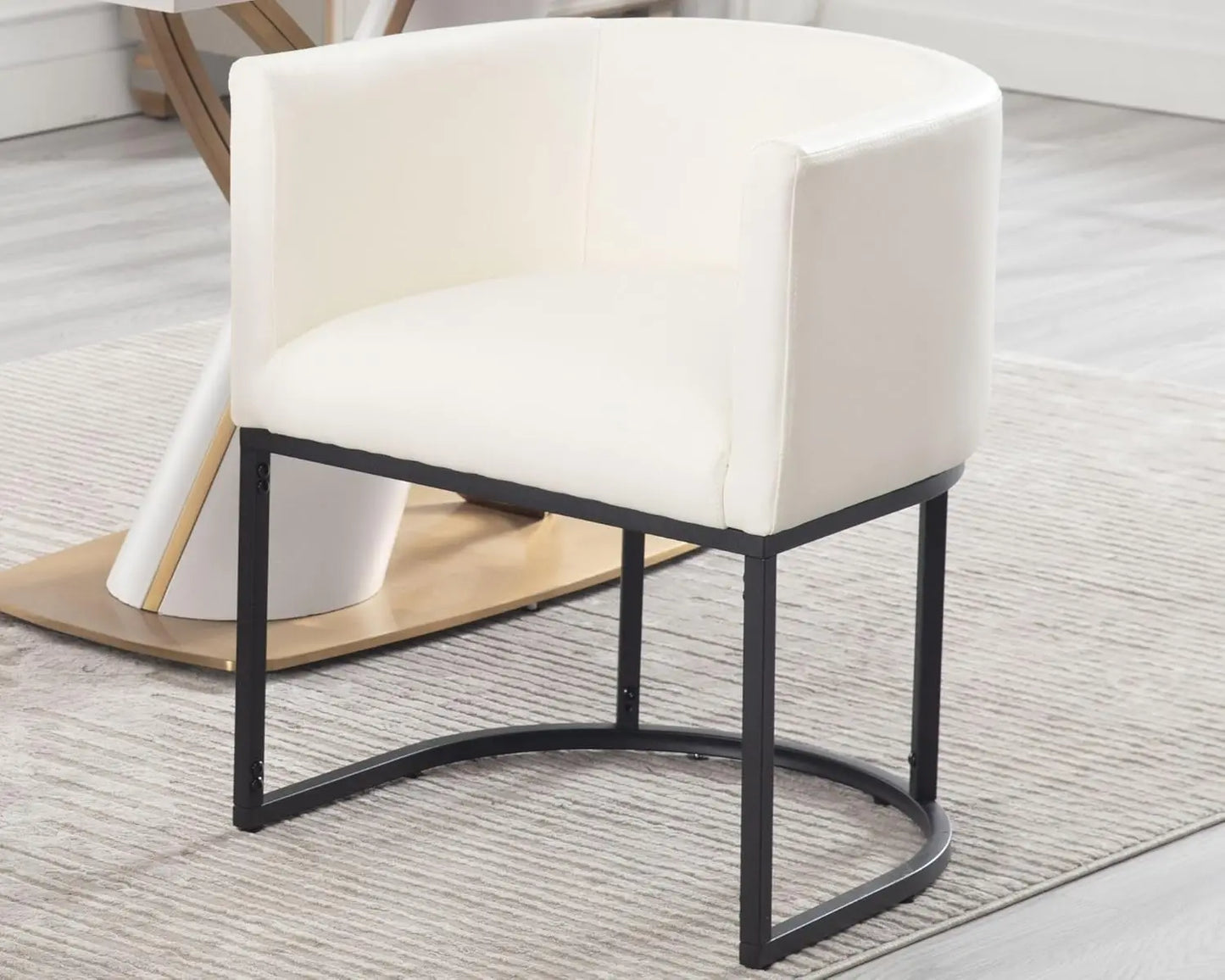 Faux Leather Upholstered Dining Chair, Barrel Back