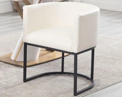 Faux Leather Upholstered Dining Chair, Barrel Back