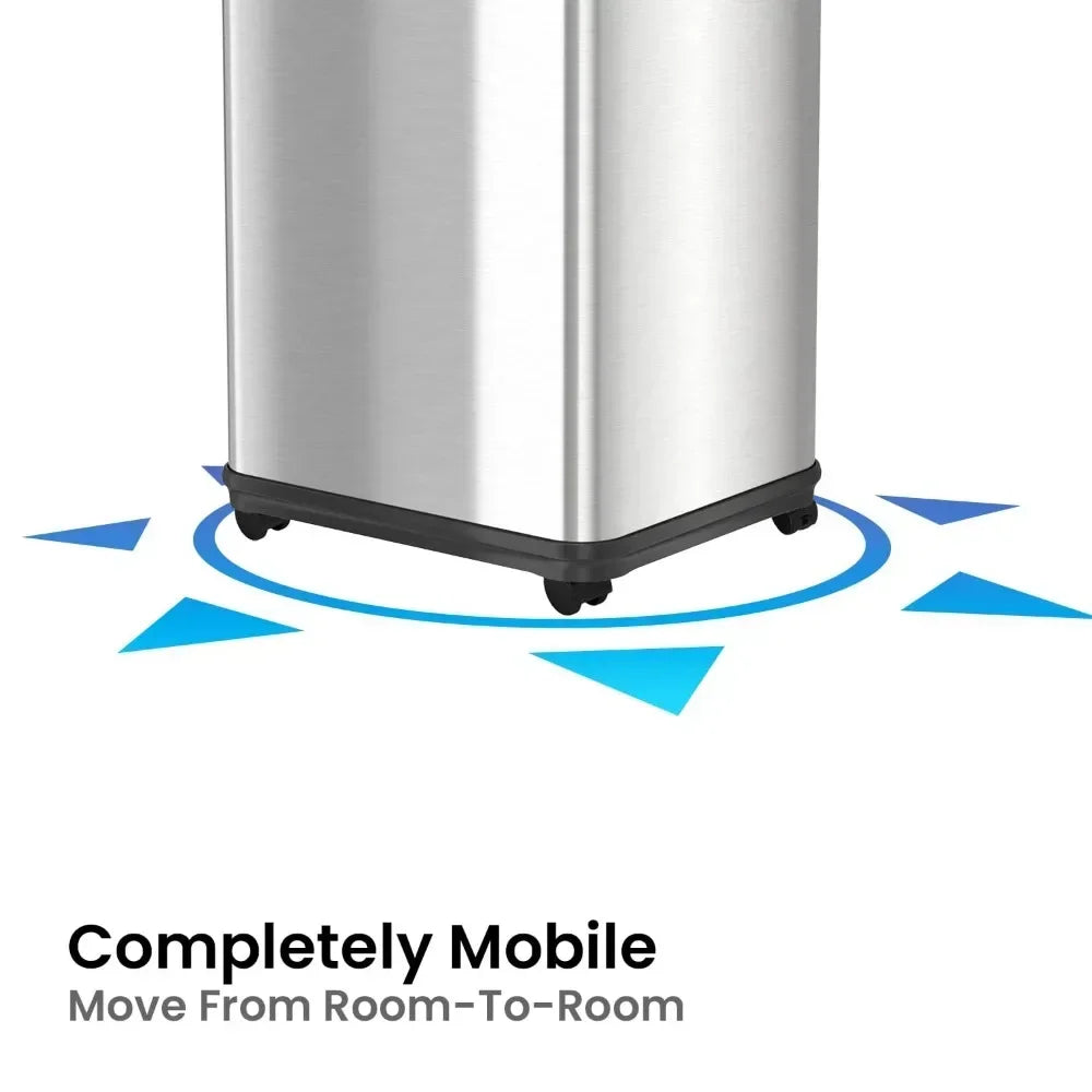 Stainless Steel Rolling 13 Gallon Sensor Trash Can
