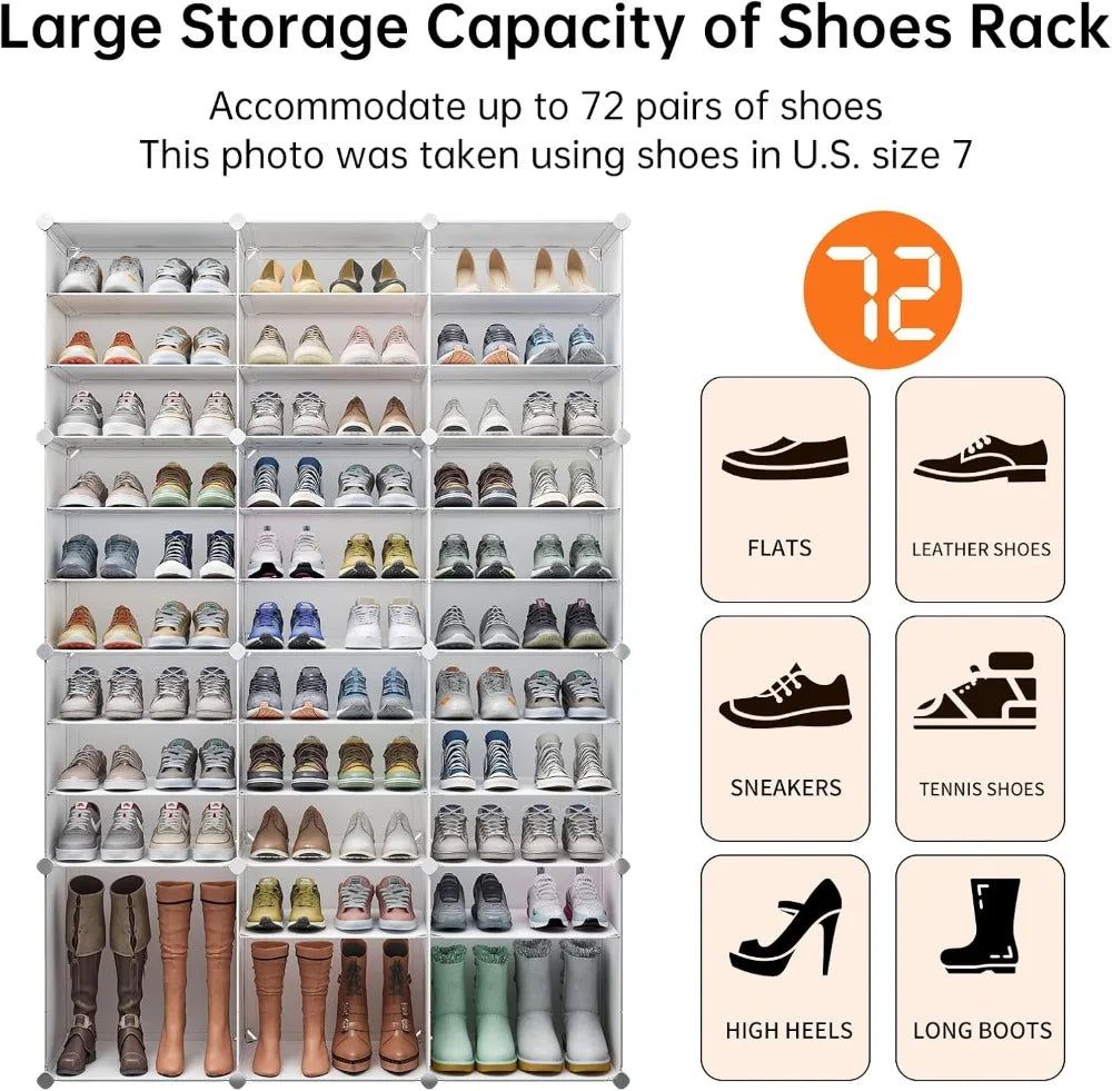 72 Pair Shoe Organizer, Tall - White (48x12x72in)