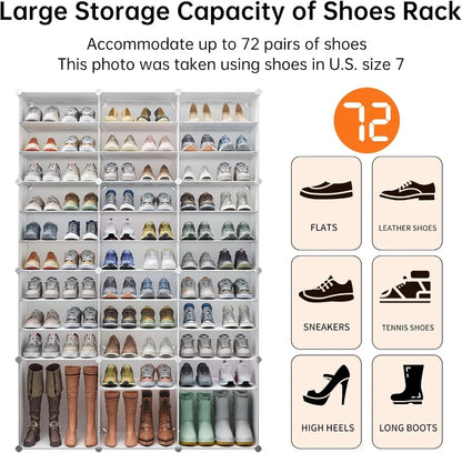 72 Pair Shoe Organizer, Tall - White (48x12x72in)