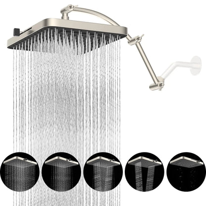 13" Rain Shower Head, 5 Spray Modes, 16" Extension Arm