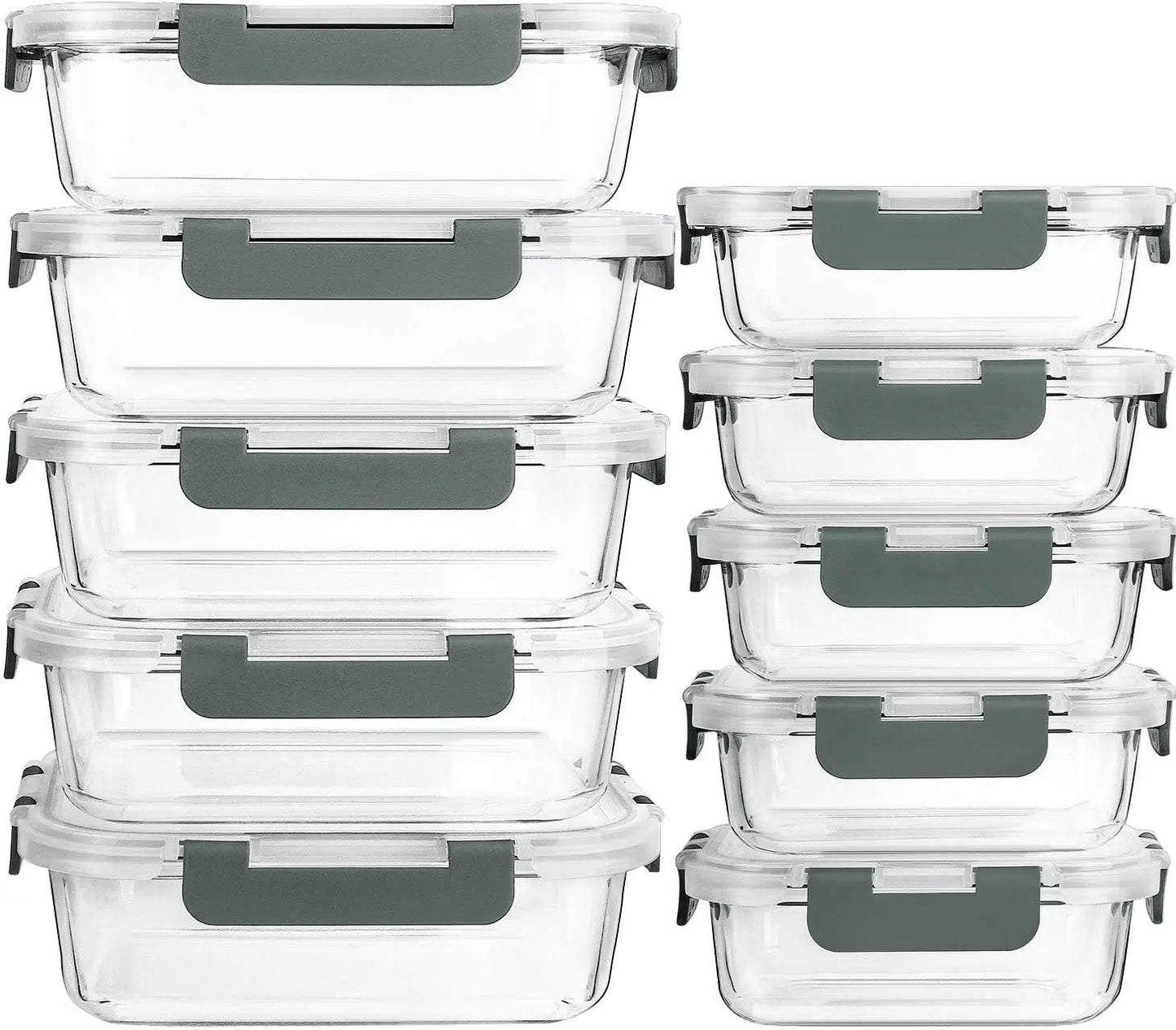 10-Pack Glass Meal Prep Containers with Lids