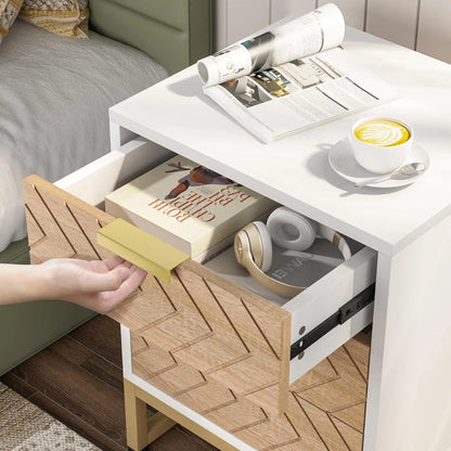 3 Drawers Nightstand w/Unique Chevron Design