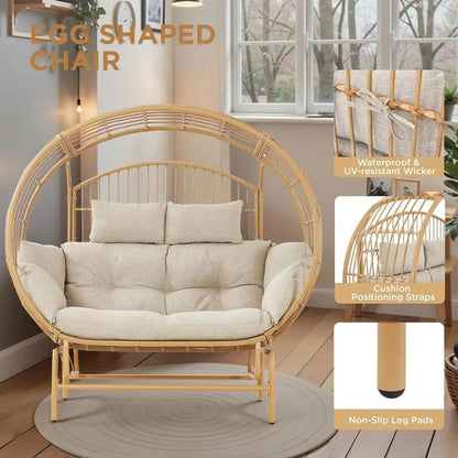 Extra Large 2-Person Wicker Glider Chair with Cushions