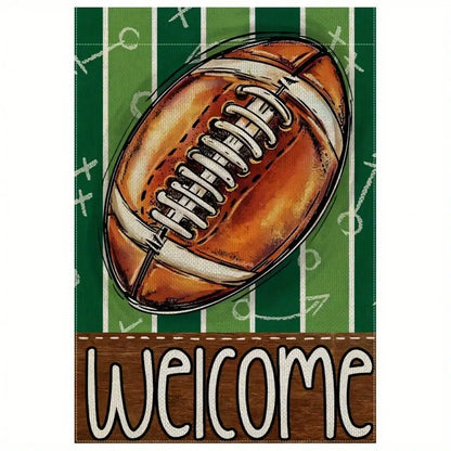 1pc Football Welcome Party Flag Banner - Double-Sided 12"x18" Durable Polyester