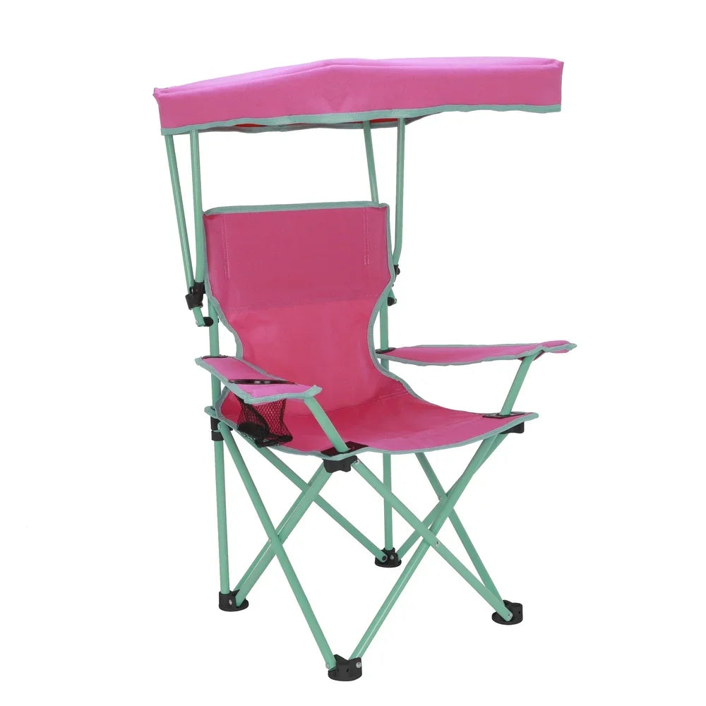Kids Outdoor Chair w/Canopy, Adjustable Sunshade, 125lb Capacity