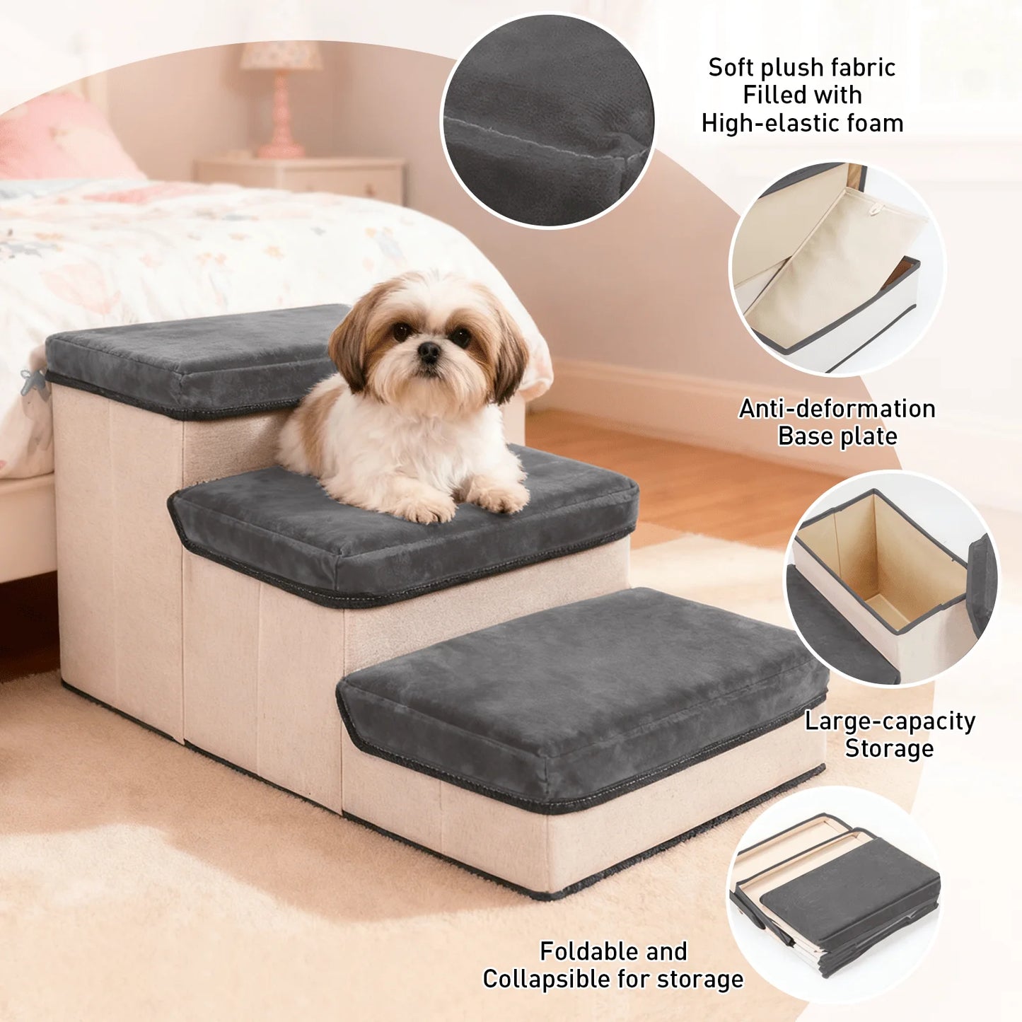 3-Tier Collapsible Pet Ramp, Small Dogs