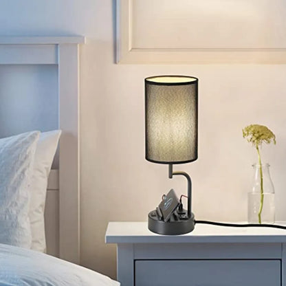 Table Lamp Set with 3 USB Charging Ports, AC Outlet and Phone Stands