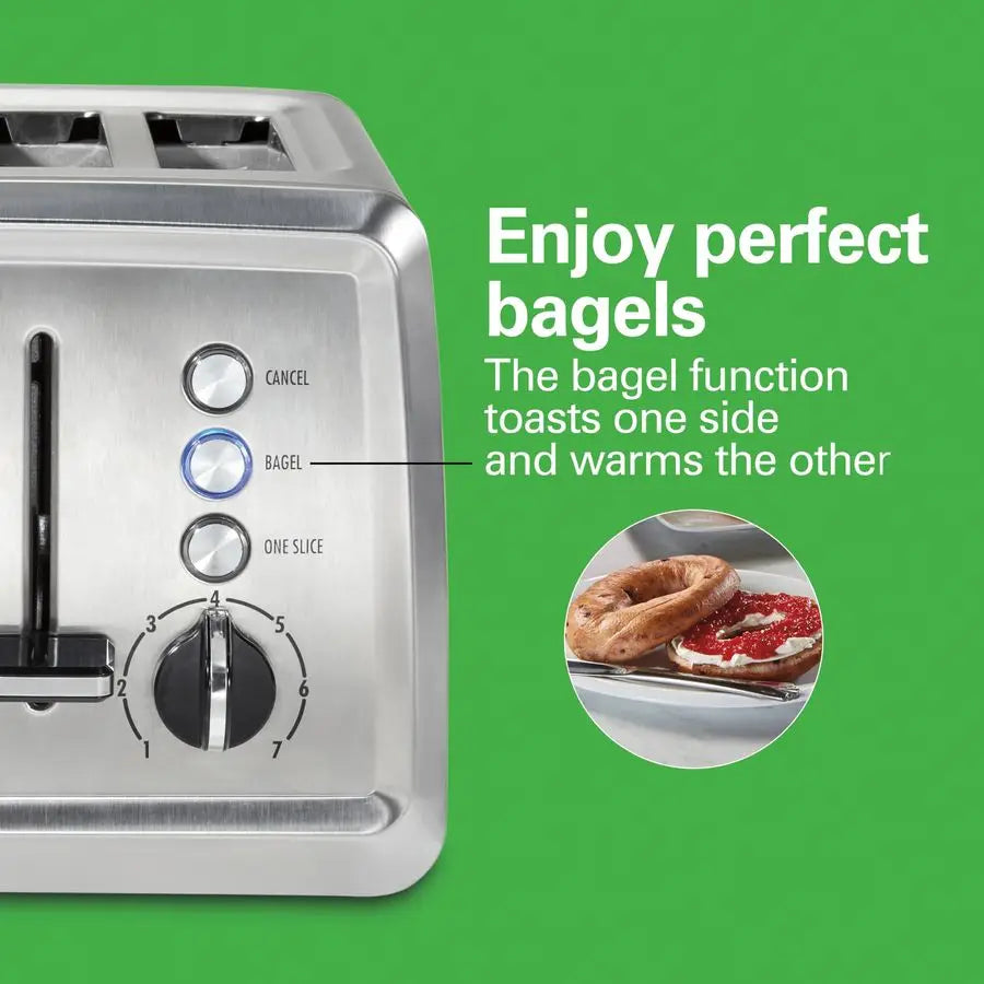 Extra Wide Slots 4 Slice Toaster with Bagel Setting
