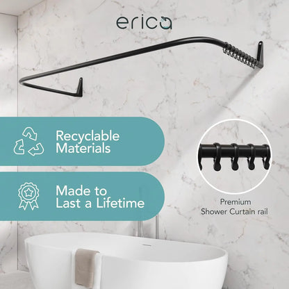 4 in 1 L & U-Shaped Shower Curtain Rod for Bathtubs, 27.5x65x27.5 Inches,