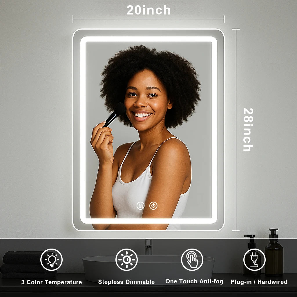 20"x28" Fogless LED Bathroom Vanity Mirror with Backlit Lights