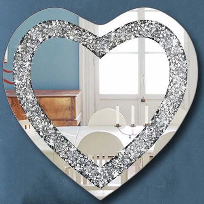 Crystal Crush Diamond Heart Shaped Silver Mirror, 20"x20"x1"