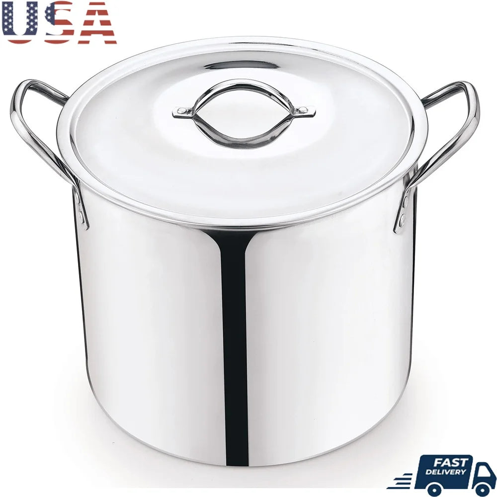 12qt Heavy-Duty Stainless-Steel Stock Pot, Stay Cool Handles