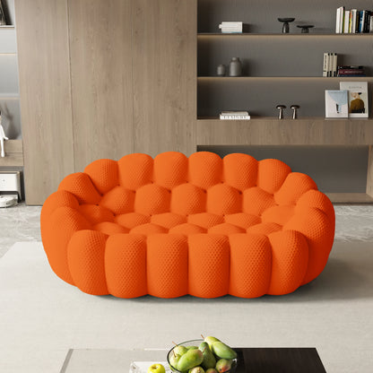 78'' Modern Curved Boneless Sofa, Comfy 3D Knitted Fabric Loveseat