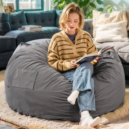 Oversized 3/4FT Bean Bag Chair, Lazy Sofa Foam Filled Couch
