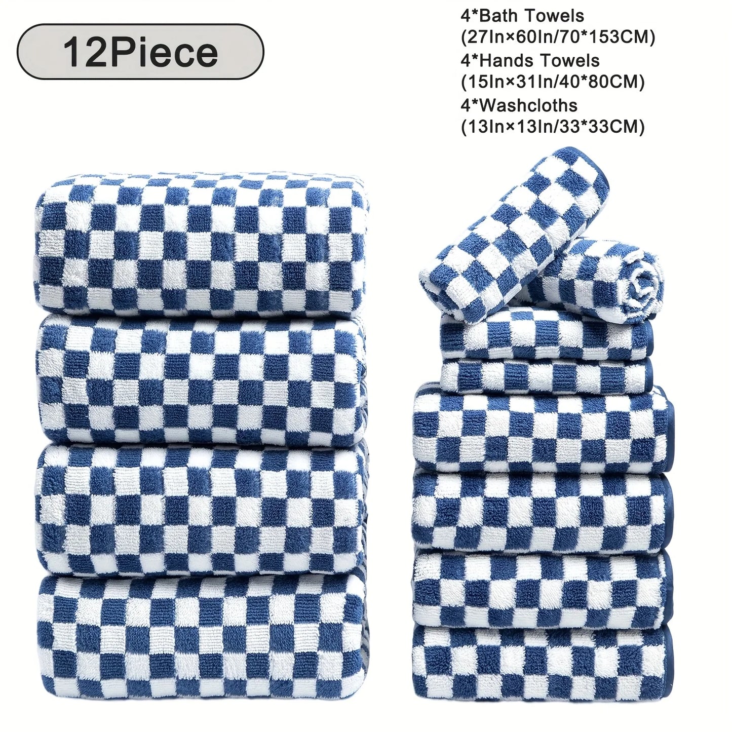 12pcs Bath Towels Set, Ultra Soft, Highly Absorbent, Quick Dry