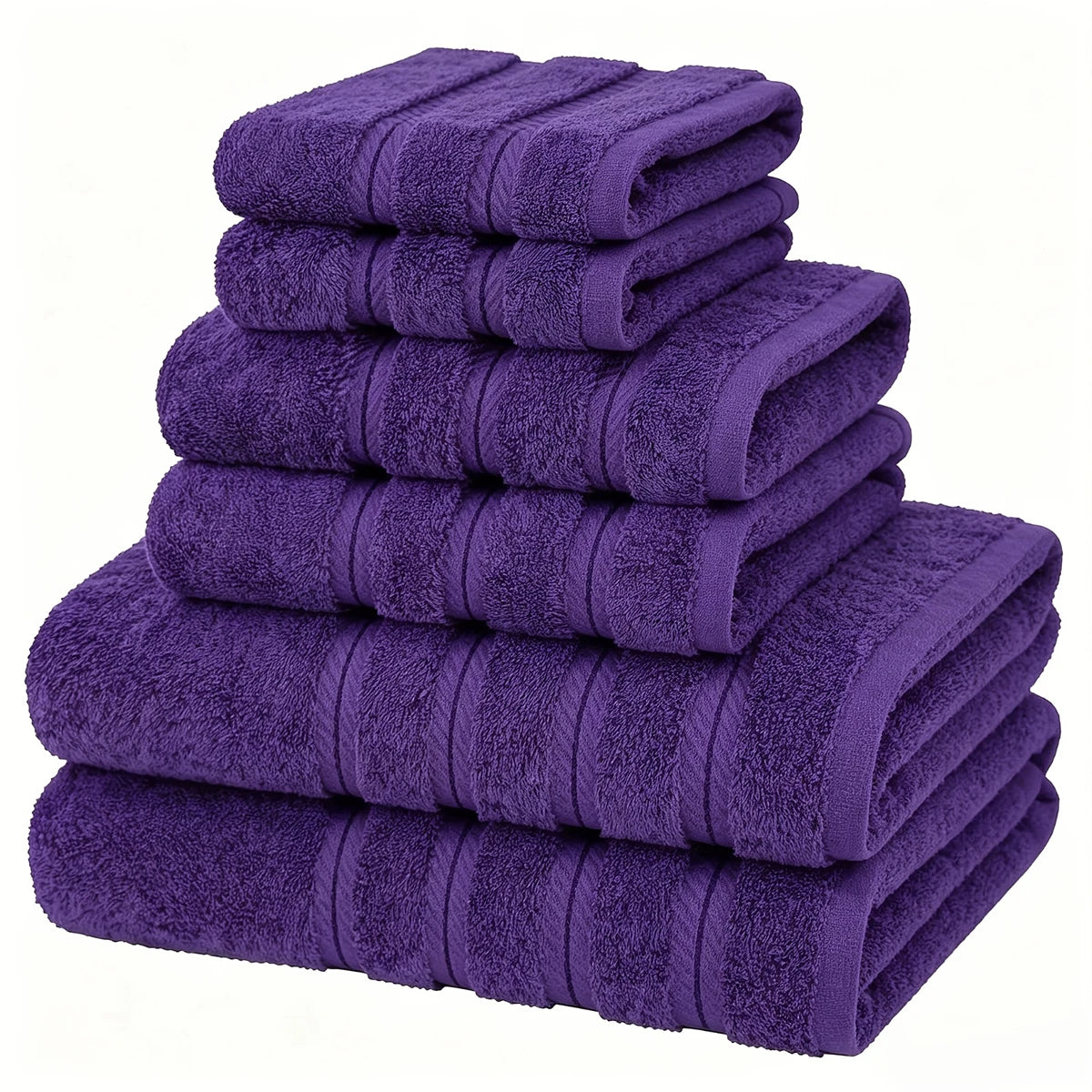 6pc Fade Resistant 100% Cotton Towel Set for Bathroom, Soft and Absorbent