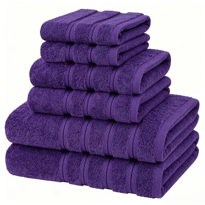 6pc Fade Resistant 100% Cotton Towel Set for Bathroom, Soft and Absorbent