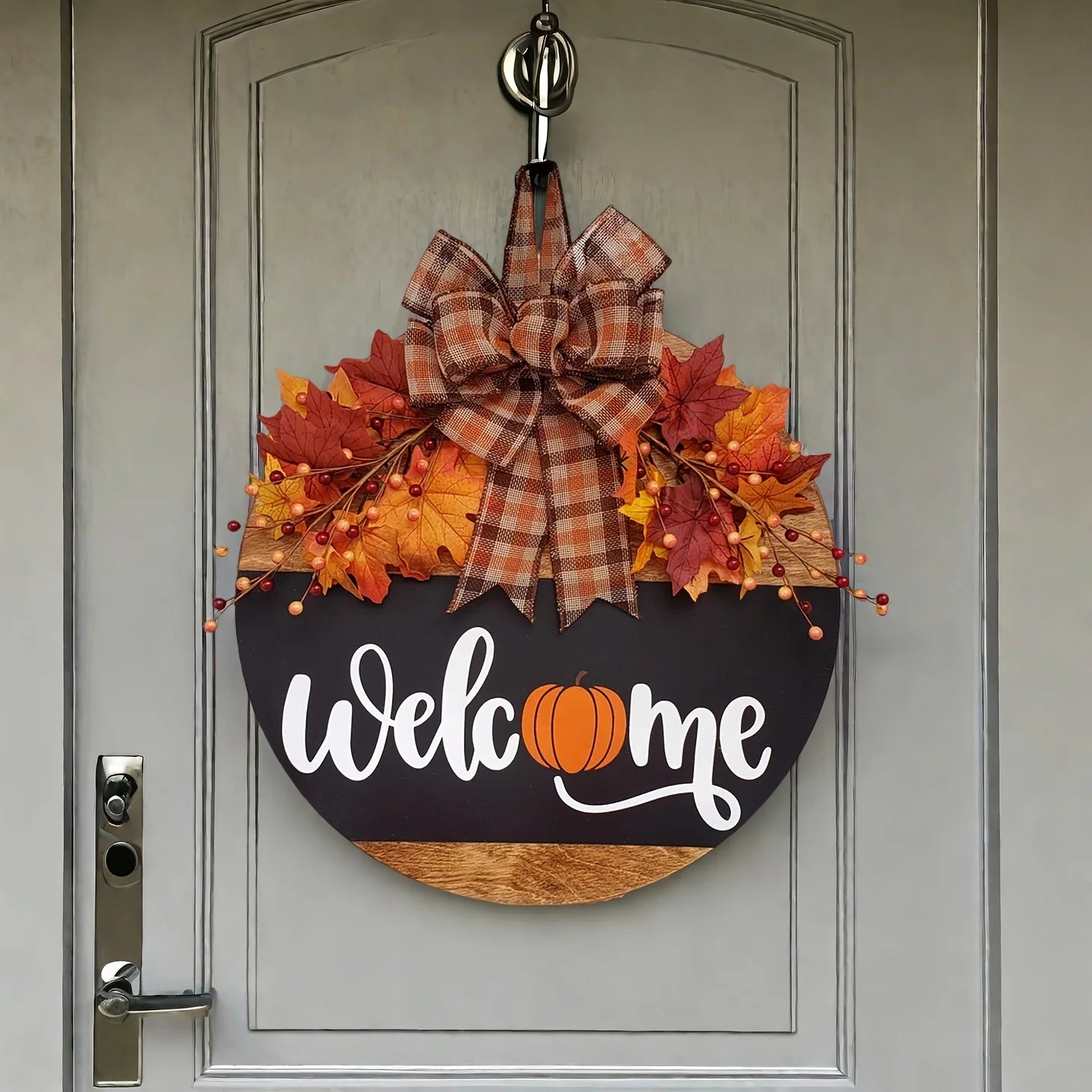 Fall Front Door Decor |   Fall Door Hanger |   Fall Welcome Sign |   Pumpkin Door Hanger