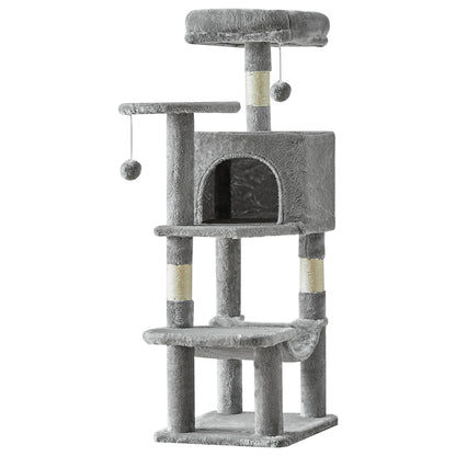 44" Stable Multi-Cat Climbing Tower, Scratching Posts, Beds