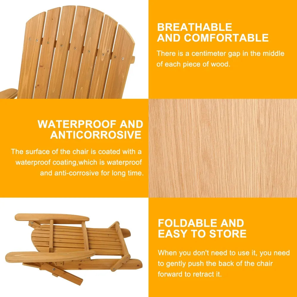 Set (2) Adirondack Outdoor Folding Patio Deck Lounge Chairs