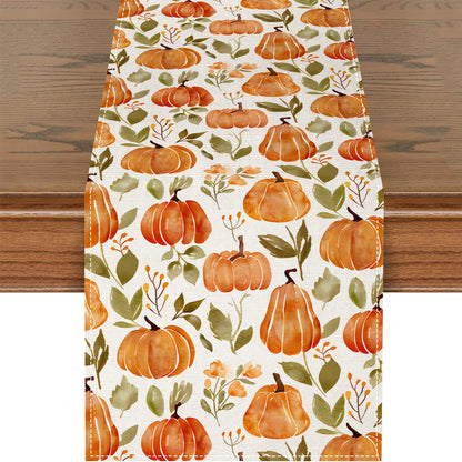 1pc (2 sizes) Fall Pumpkin Table Runner, Autumn Thanksgiving Floral