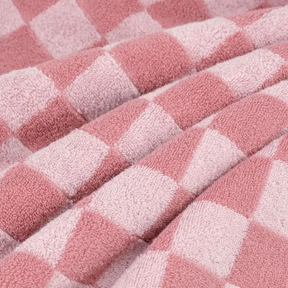 (2) 27"x55" Pink Checkered Soft Towels for Bathroom, Beach, Pool