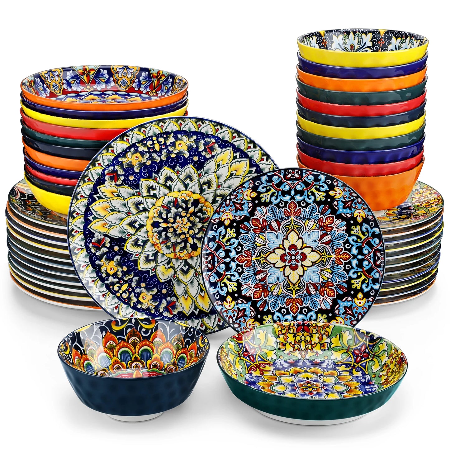 24 PCS Ceramic Dinnerware Set Porcelain Bohemian Style Dinnerware
