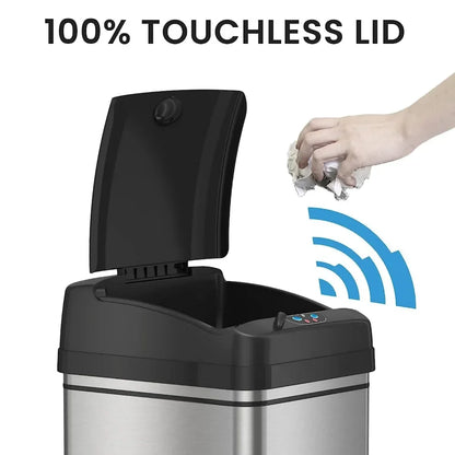 Stainless Steel Rolling 13 Gallon Sensor Trash Can