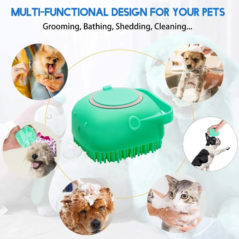 Pet Grooming Scrubber Brus for Bathing Short Hair, Soft Silicone Rubber