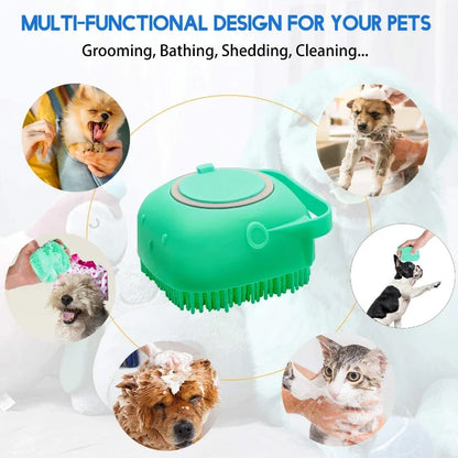 Pet Grooming Scrubber Brus for Bathing Short Hair, Soft Silicone Rubber