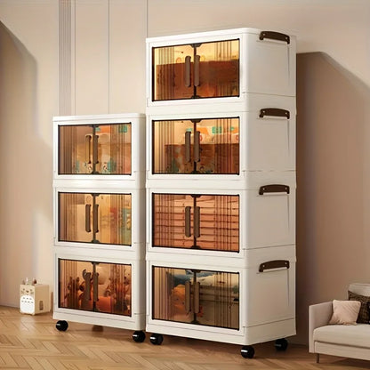 4/5-Tier Sturdy Plastic Folding Storage Cabinet w/Lid