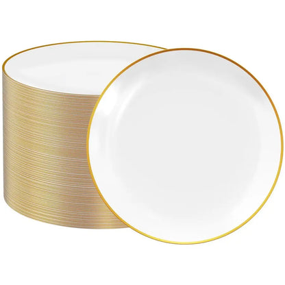 100 Heavy Duty Plastic Dinner Plates 10.25", Disposable