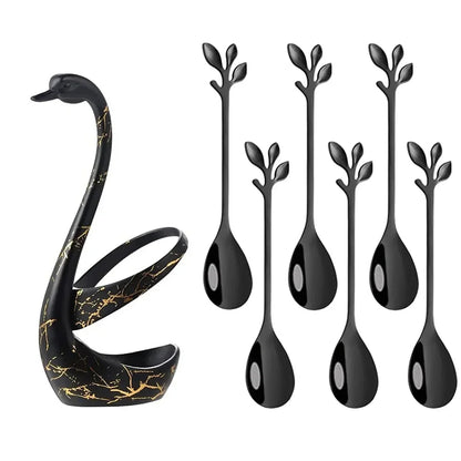 Elegant Swan Tableware Holder, Stainless Steel Spoon and Fork Base