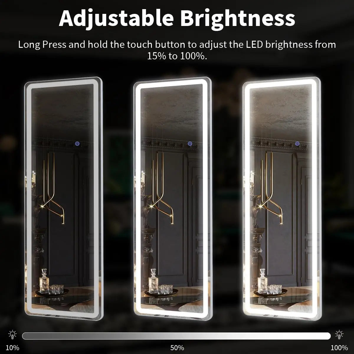 63"x20" Full Length Lighted Floor Mirror w/Stand