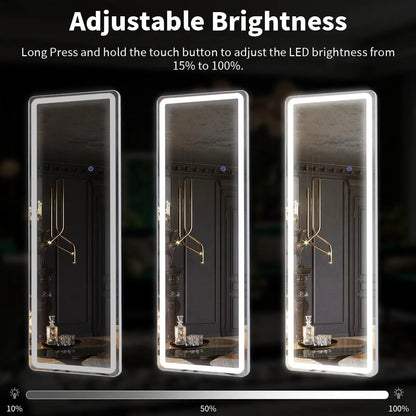 63"x20" Full Length Lighted Floor Mirror w/Stand