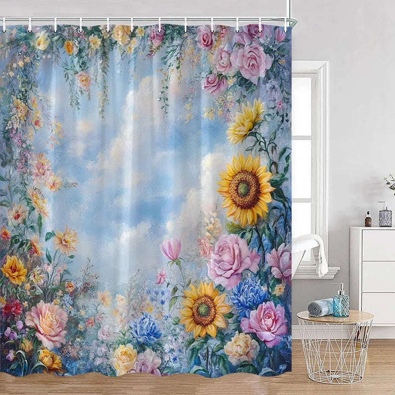 Red Roses Floral Shower Curtain, Romantic Flower